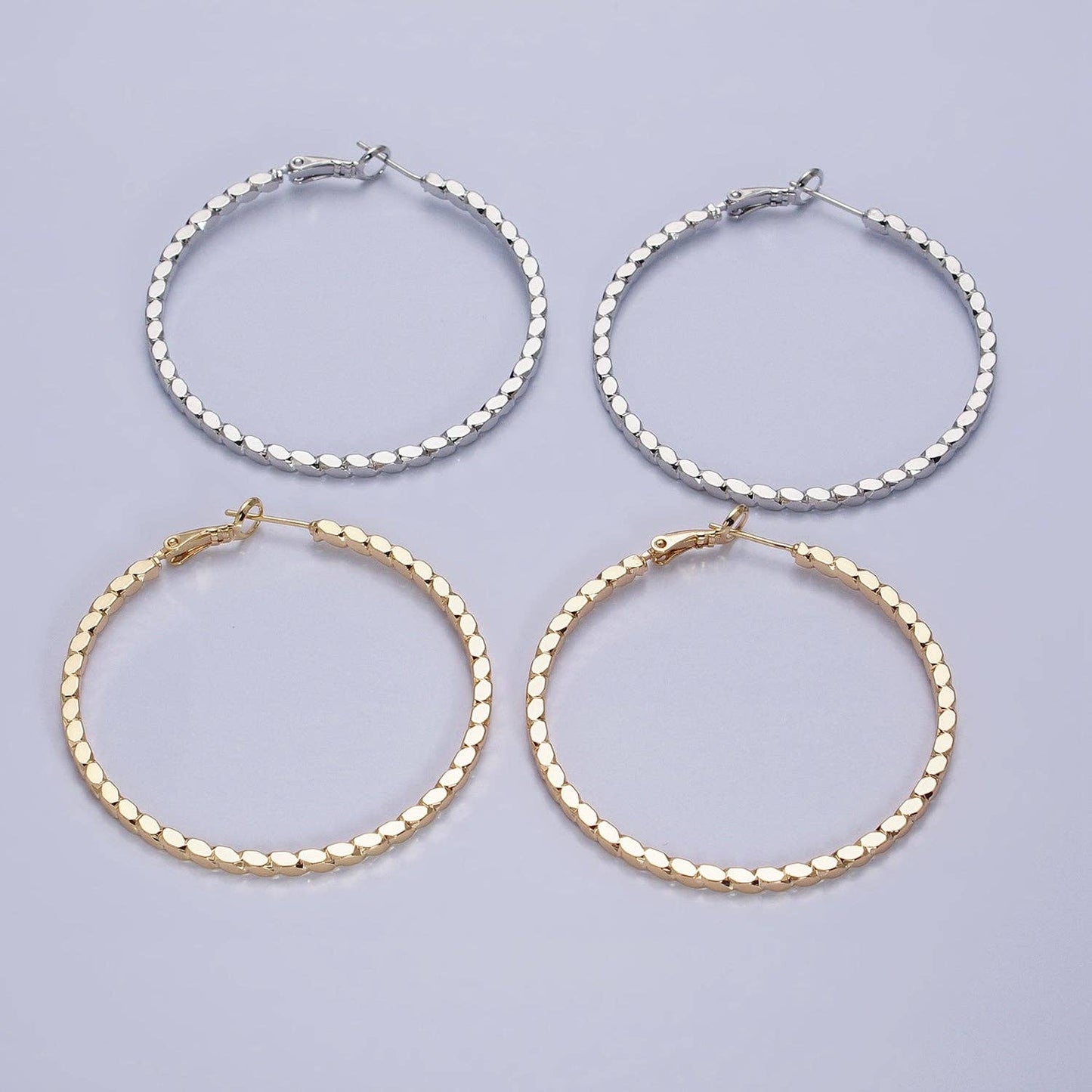Gold Filled Oval Textured Geometric Hoops GOLD
