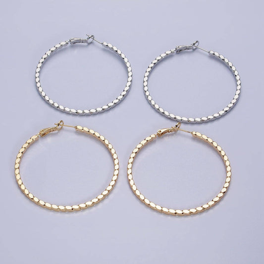 Gold Filled Oval Textured Geometric Hoops GOLD