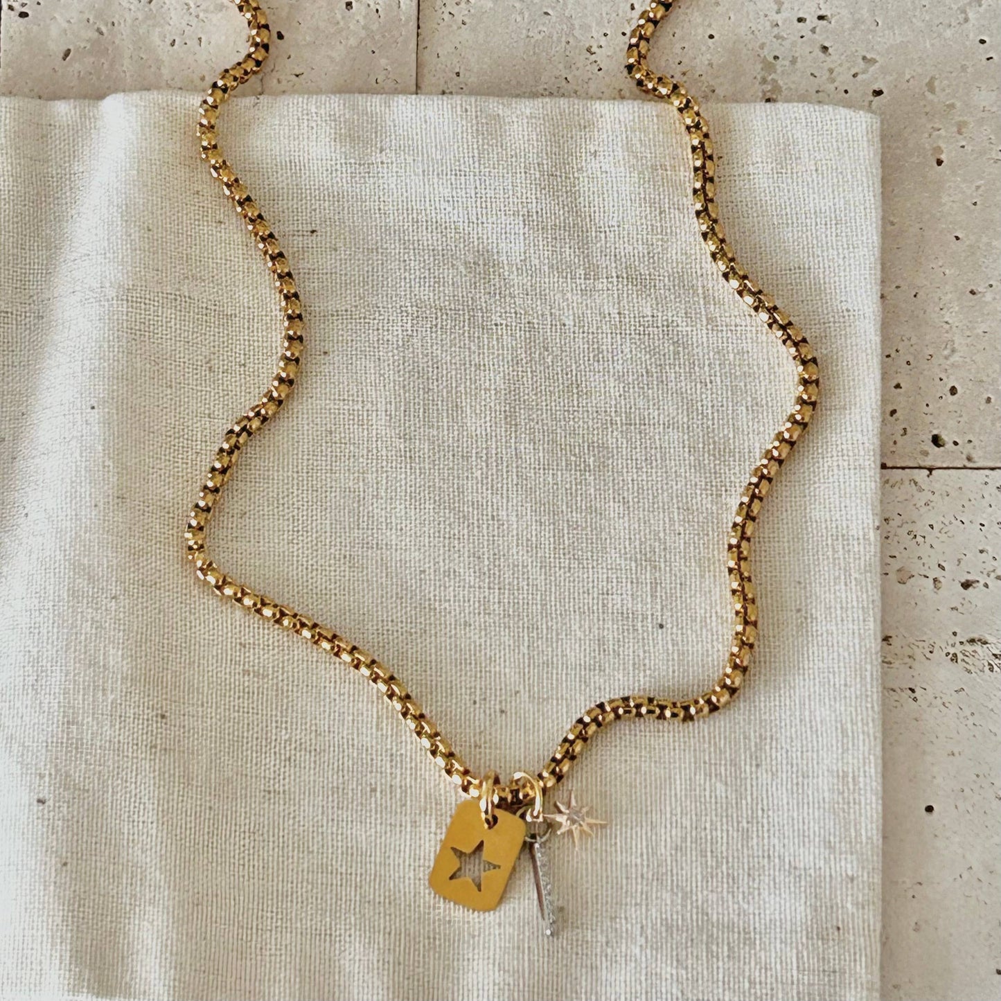 Necklace - Gold Plated Star Layering