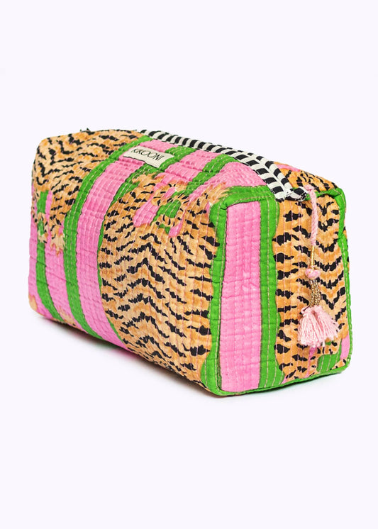 Sunshine Tienda Poppy Tiger Candy Handmade Cotton Cosmetic Bag (Large)