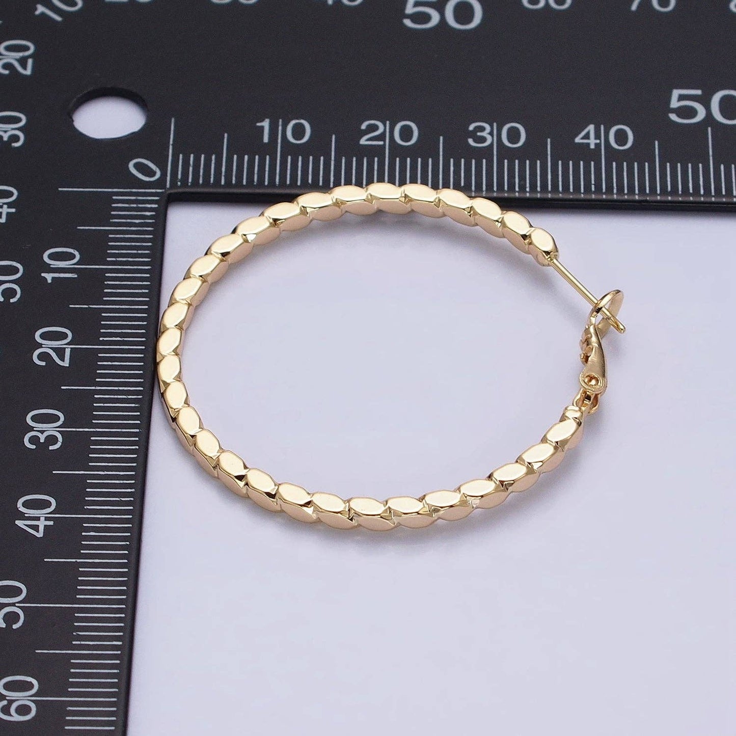 Gold Filled Oval Textured Geometric Hoops GOLD