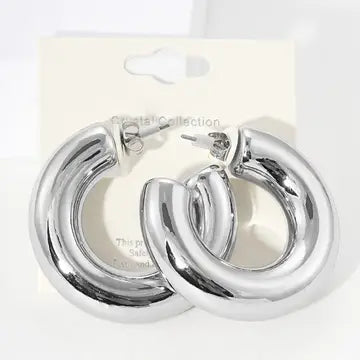 Jewelry | Earrings Sliver Thick Hoop Earrings