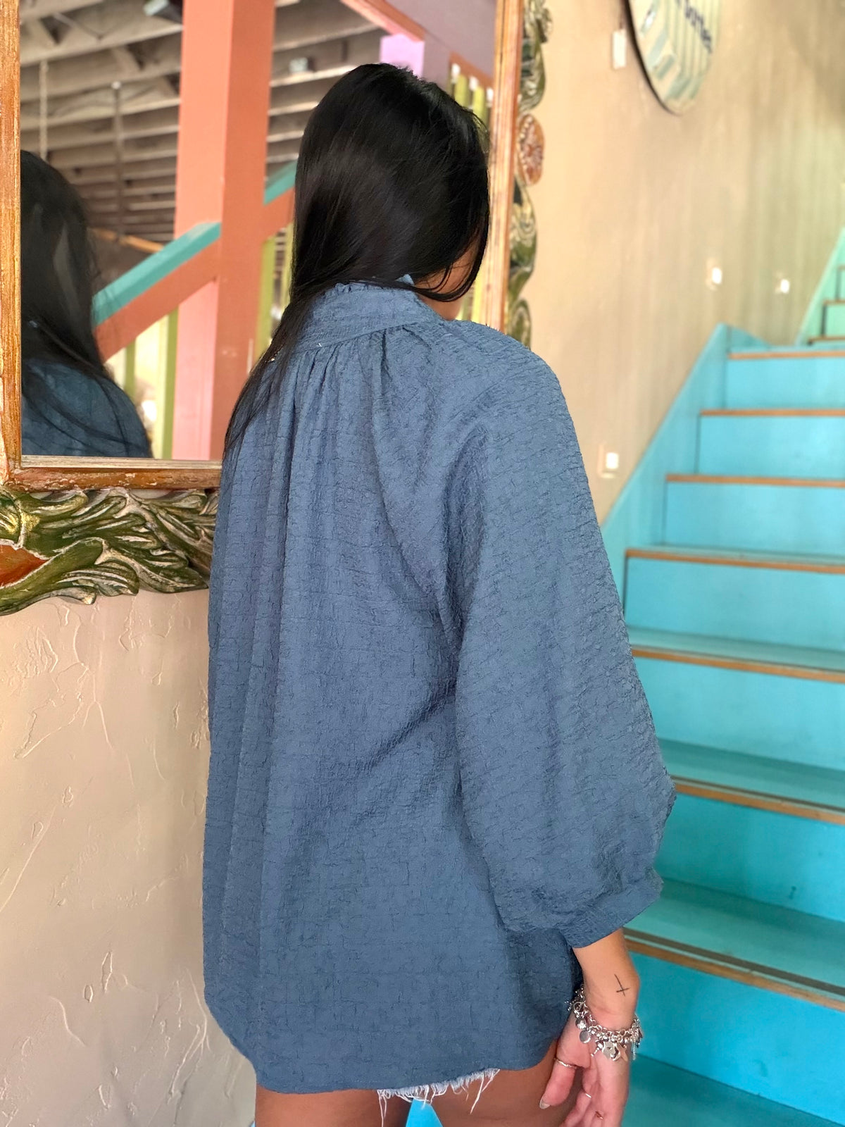 Blouse - Textured Slate Breeze