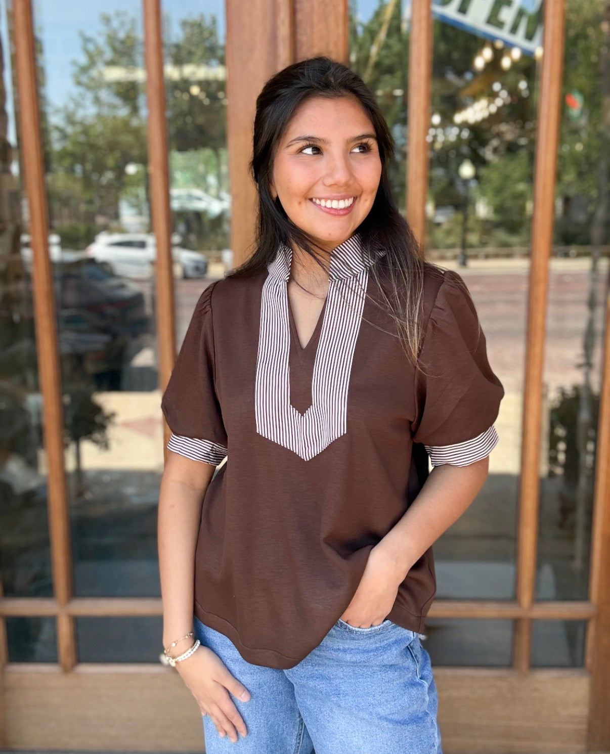 Blouse - Jodifl Espresso Puff Sleeve