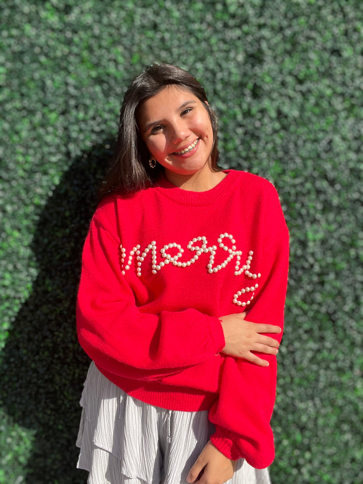 Top | BiBi Merry Letter Pearl Sweater