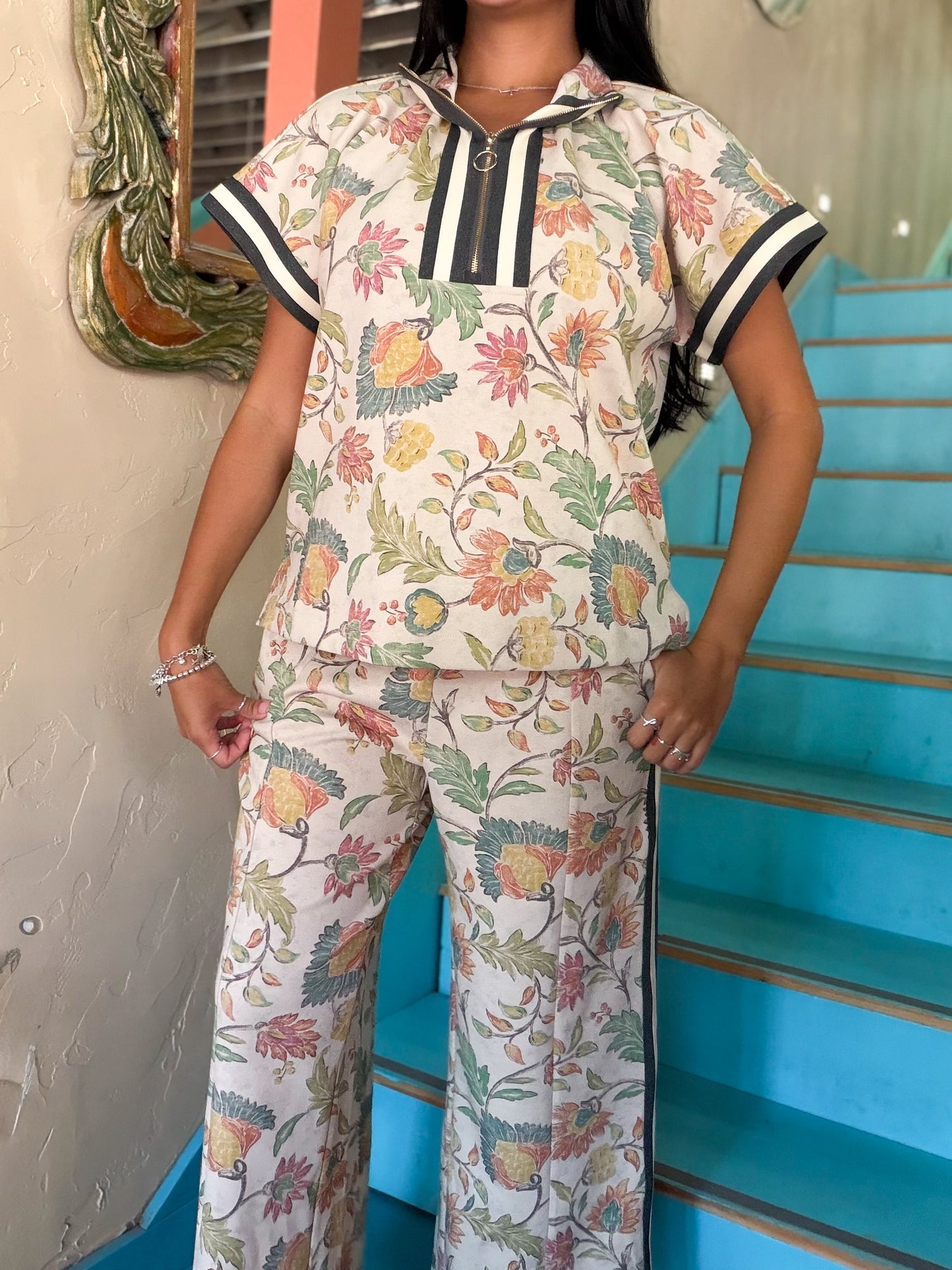 Set - Jodifl Painted Petals Half Zip