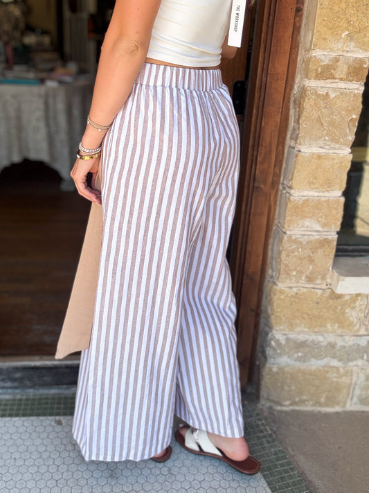 Trousers - Neutral Stripe Tie Waist