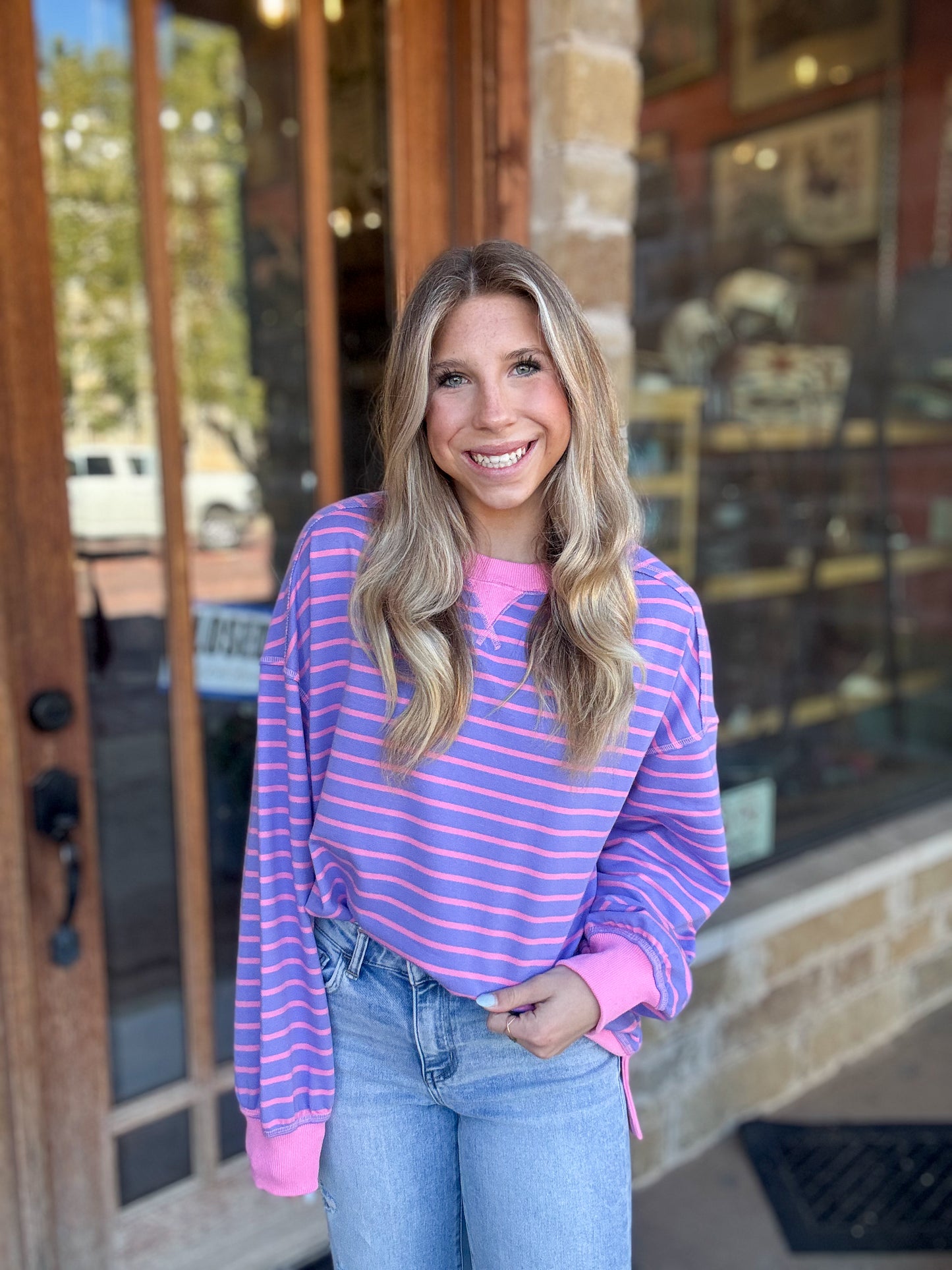 Tops | Pullover Stripe Oversized Knit