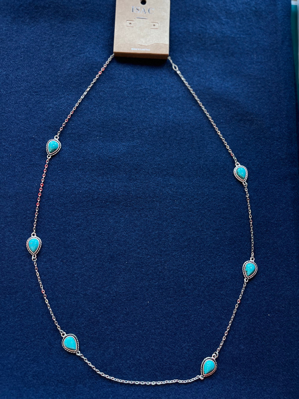 Necklaces | Turquoise Droplet Pendant Silver Chain