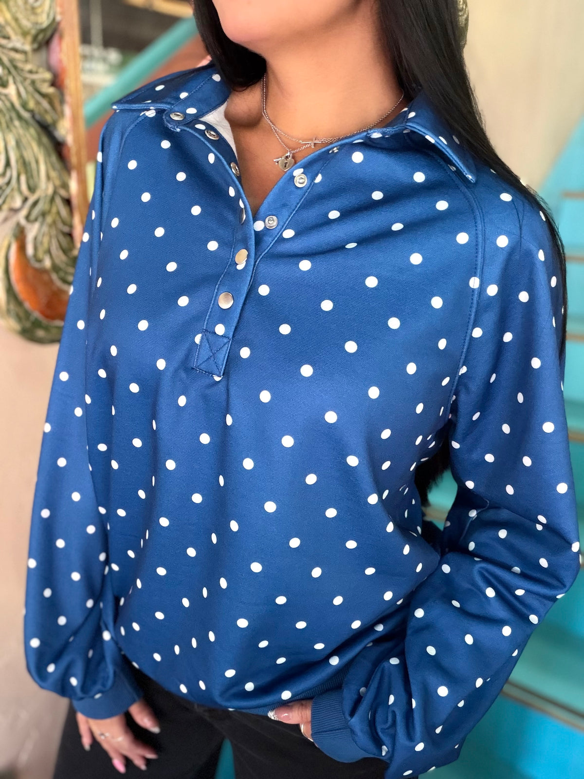 Pullover - Blue Polka Dot