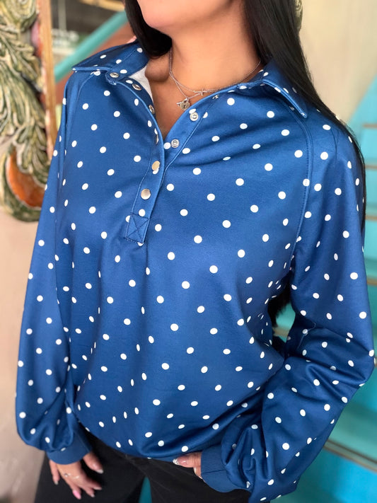 Pullover - Blue Polka Dot