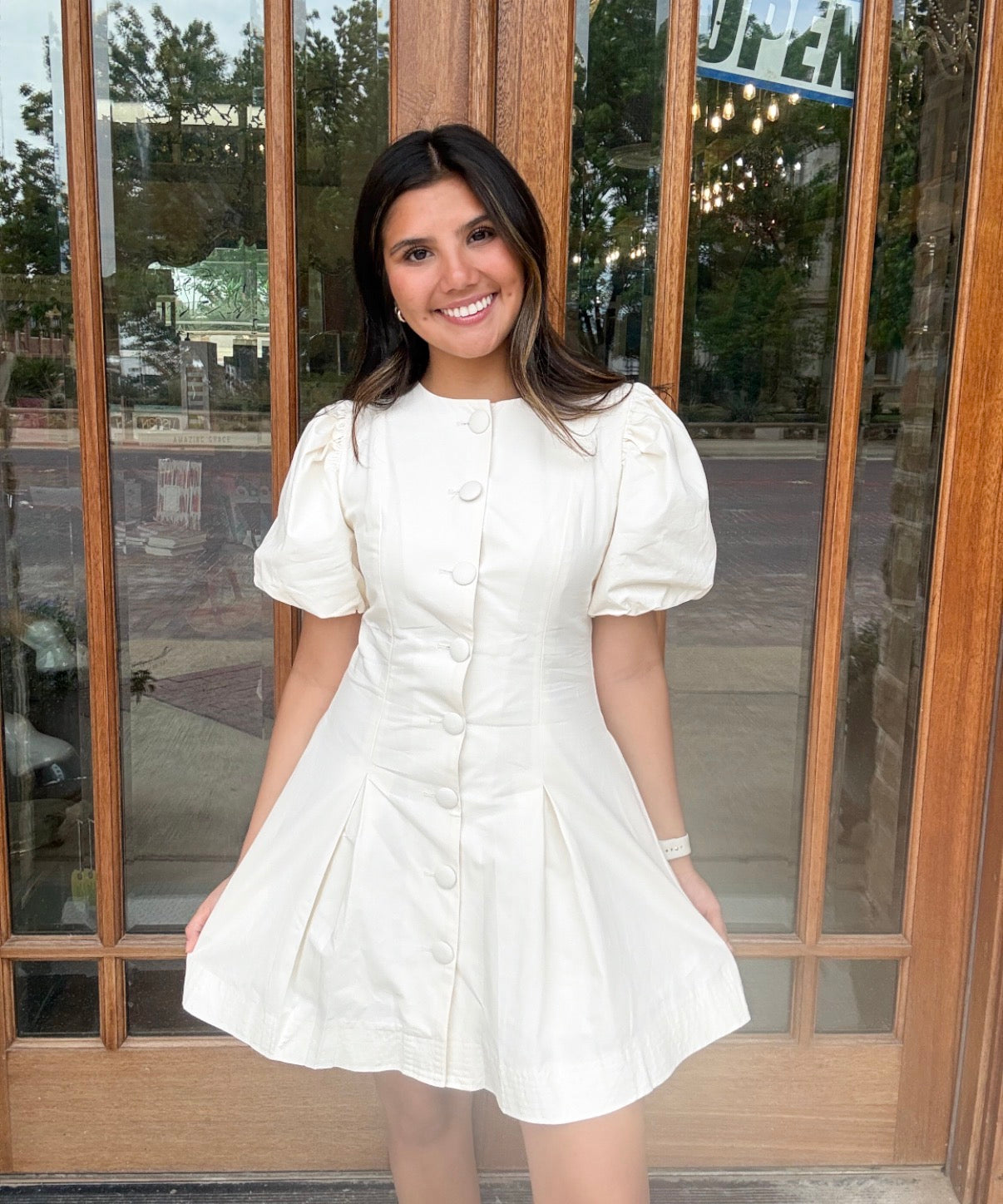 Dress - Puff Sleeve Button Down