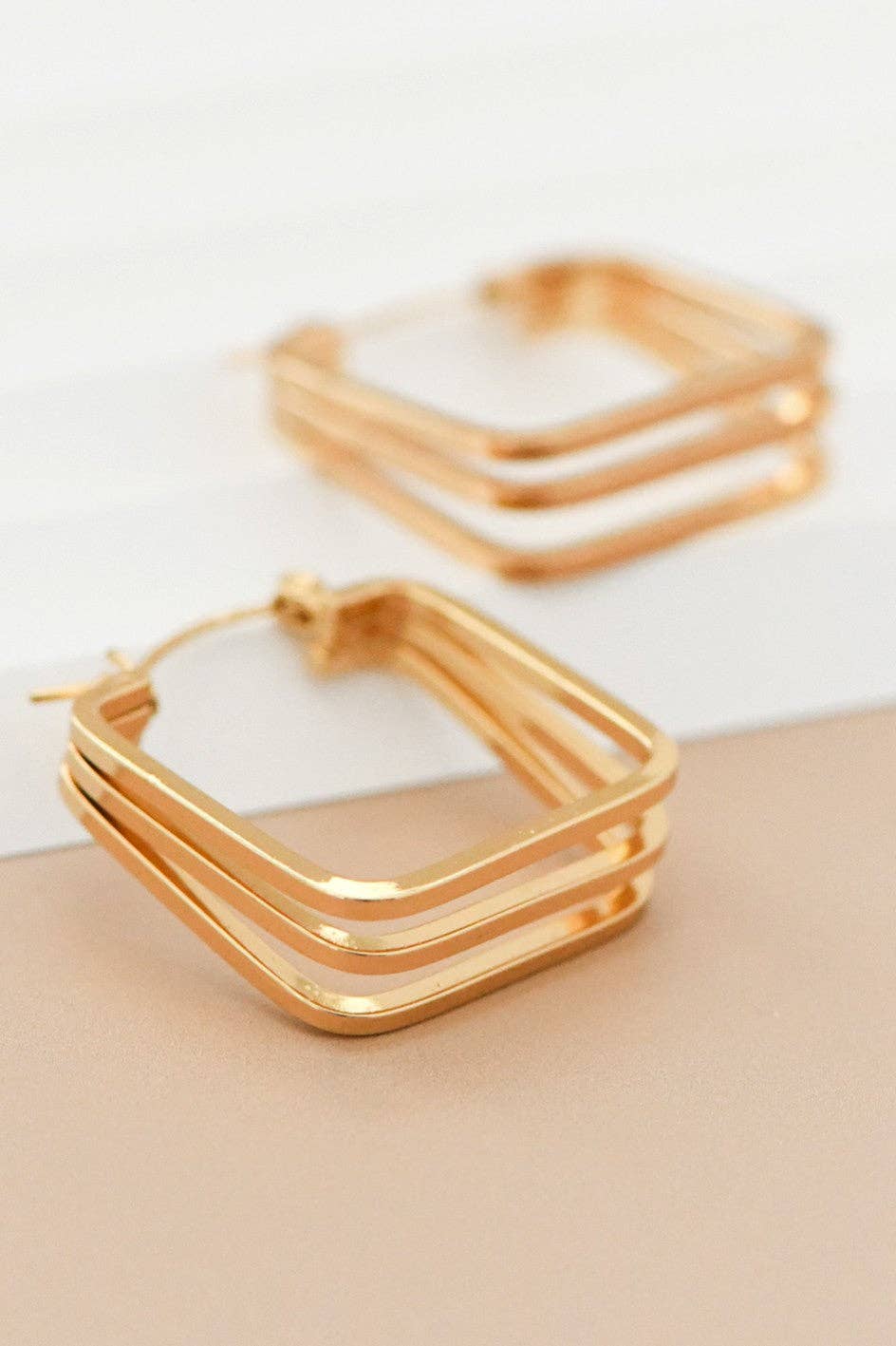 Earrings - Square Hoop Gold Plated