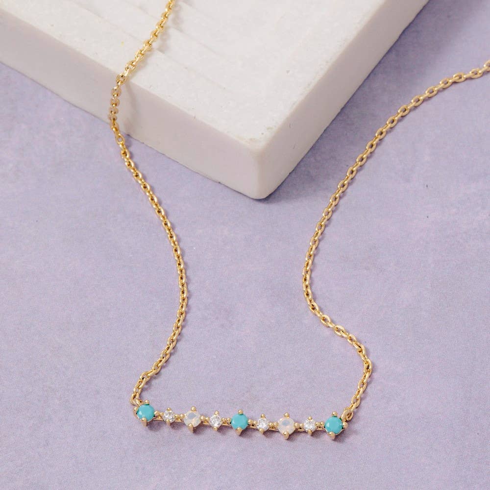 Dainty Cz Bar Charm Necklace