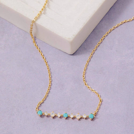 Dainty Cz Bar Charm Necklace