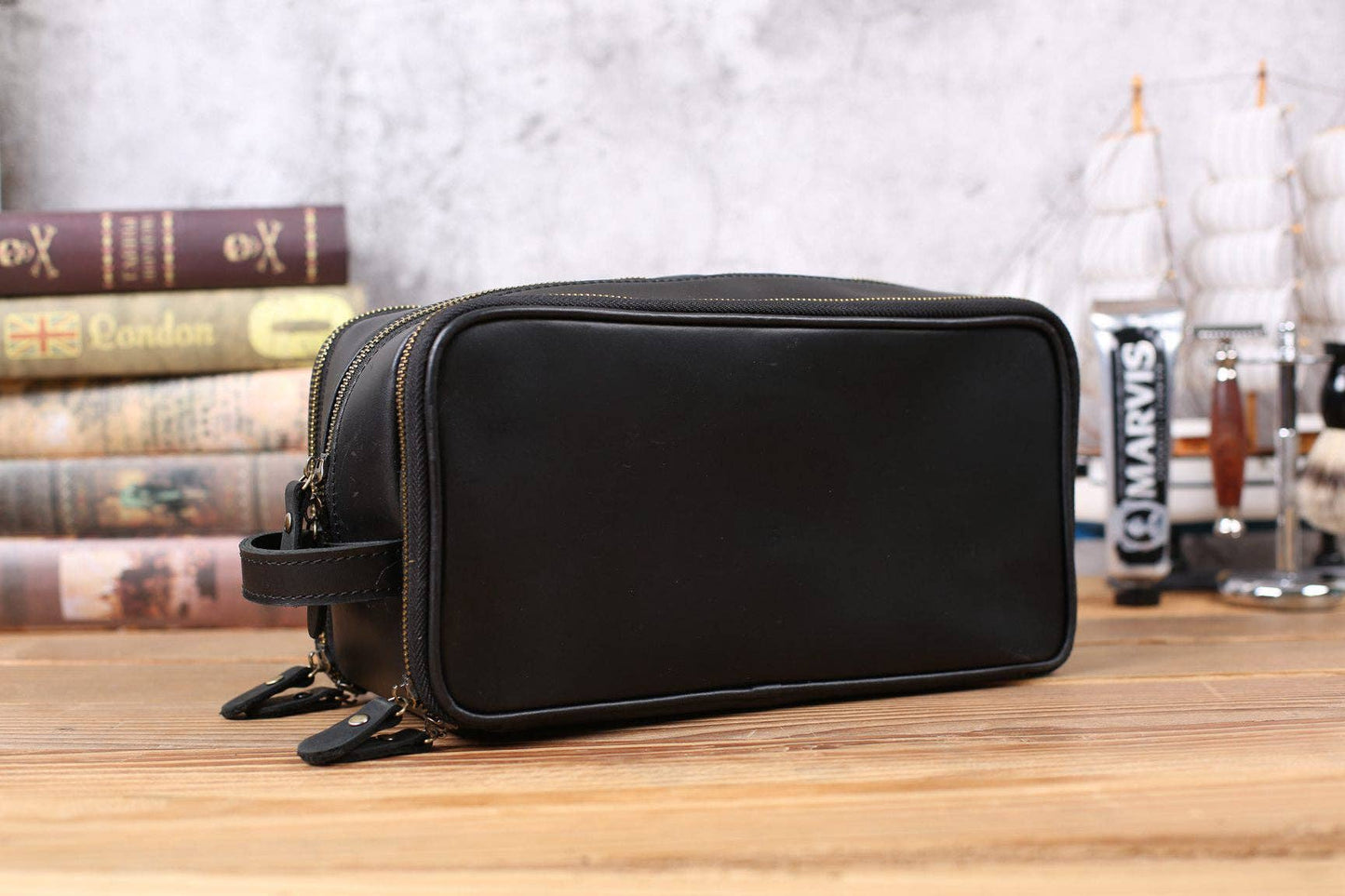 Groomsmen Gift Personalized Leather Toiletry Bag