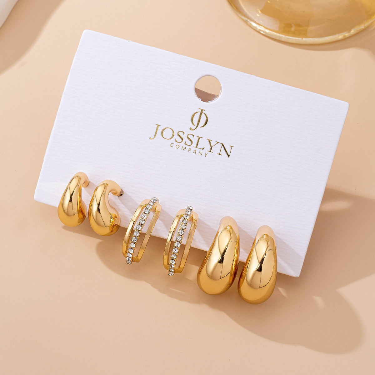 Earrings - Chunky Hoop Rhinestone Trio