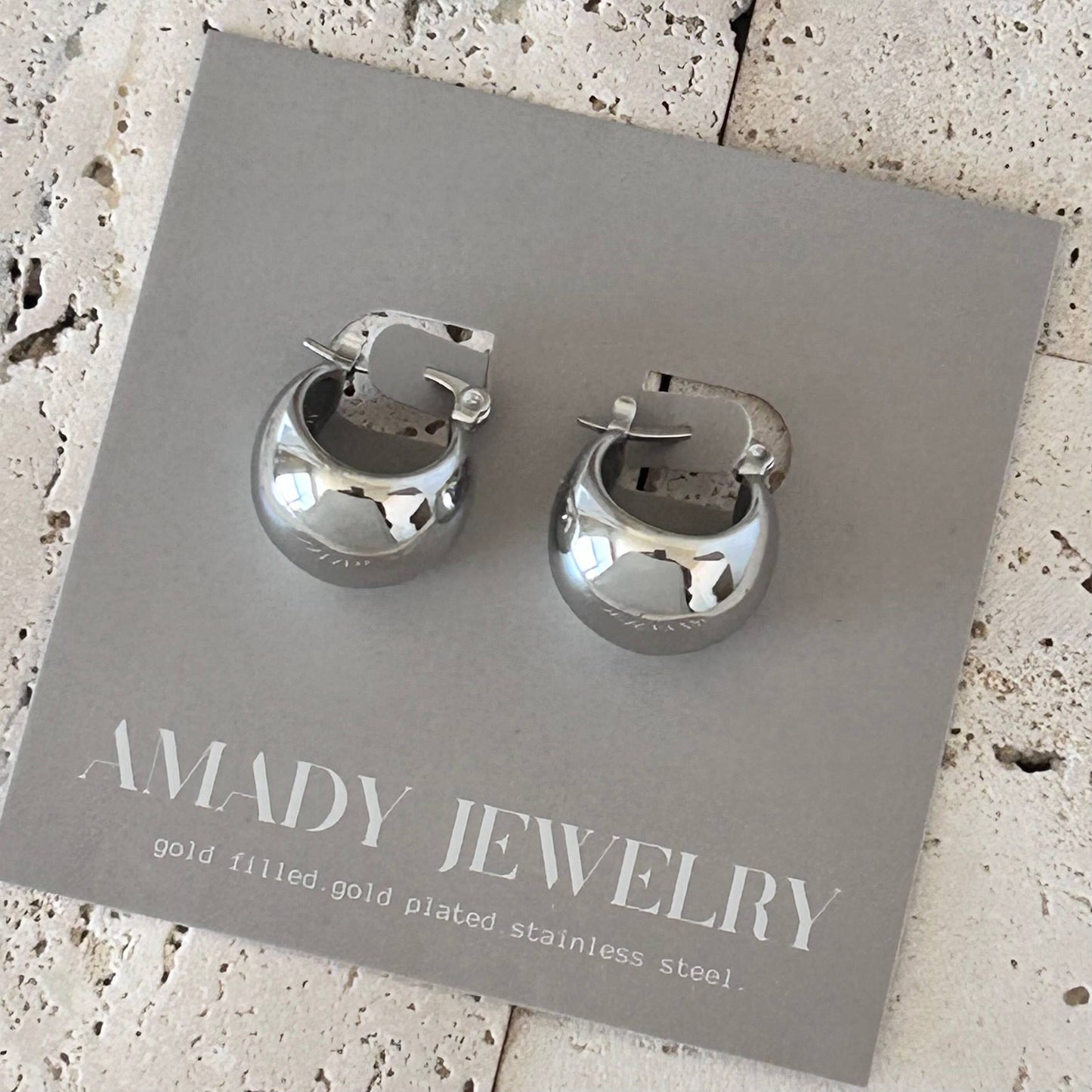 Earrings - Silver Rhodium Chunky Hoop