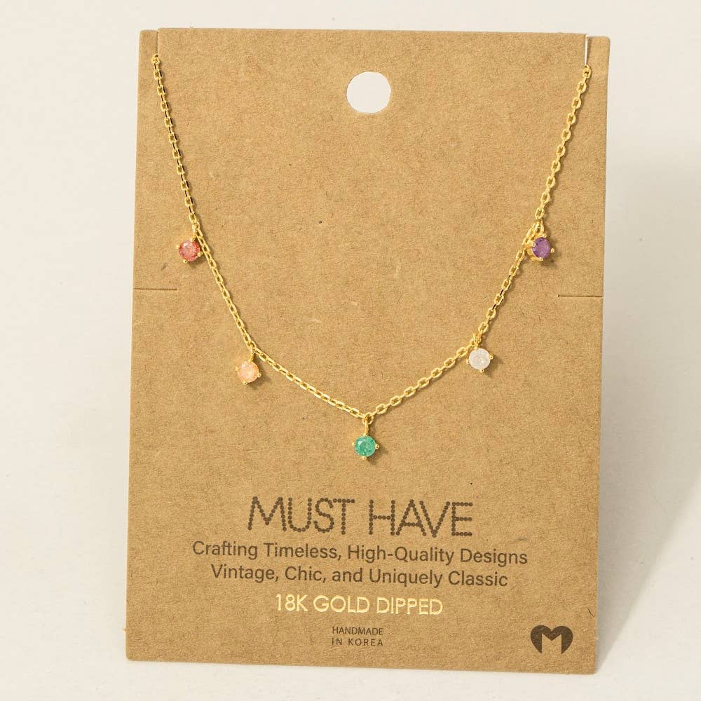 Crystal Stud Drop Necklace