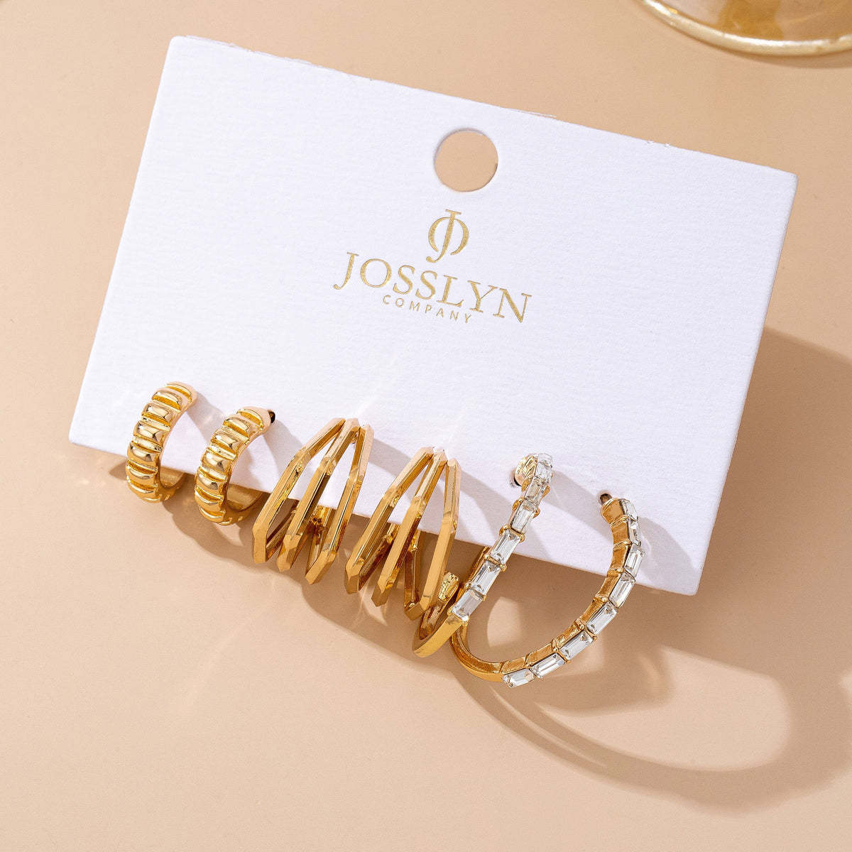 Earrings - Baguette Stone Hoop Trio