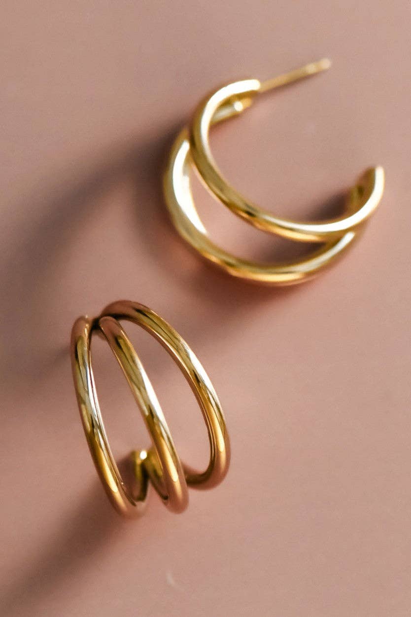 18K Gold Plated Waterproof Stainless Steel Hoop Earrings