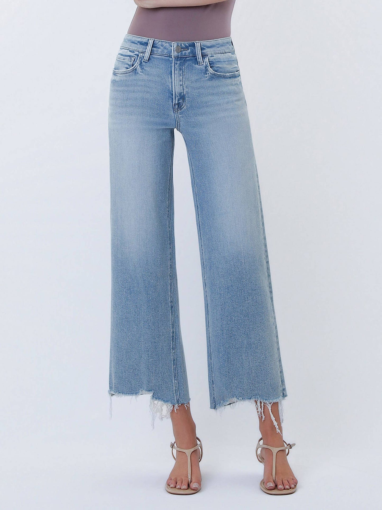 Jeans - High Rise Distressed Wide Leg