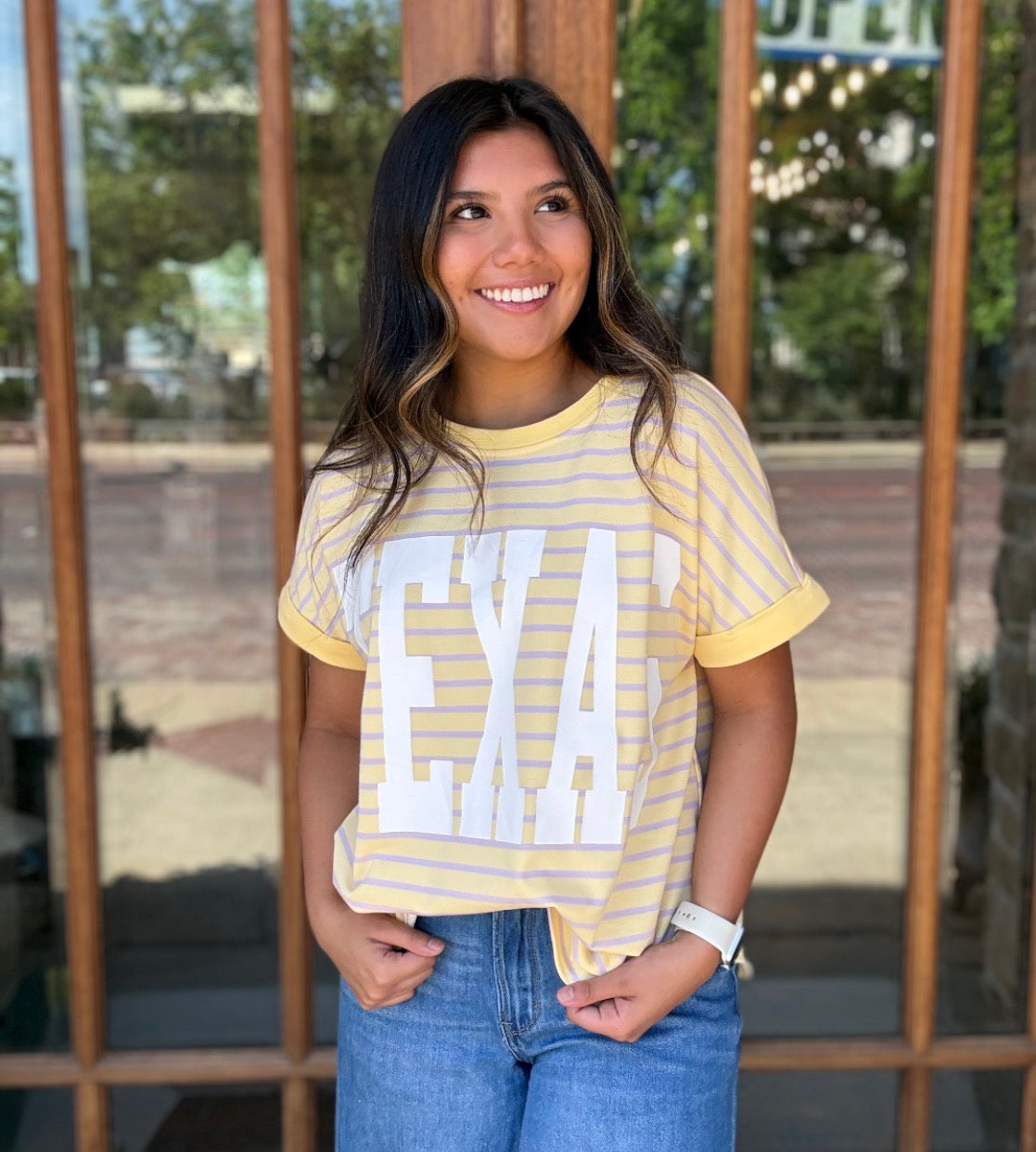 Top - Yellow Striped Texas Print