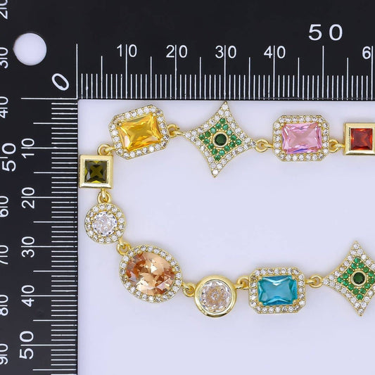 24K Gold Filled Multicolor Micro Paved 18 Inch Necklace