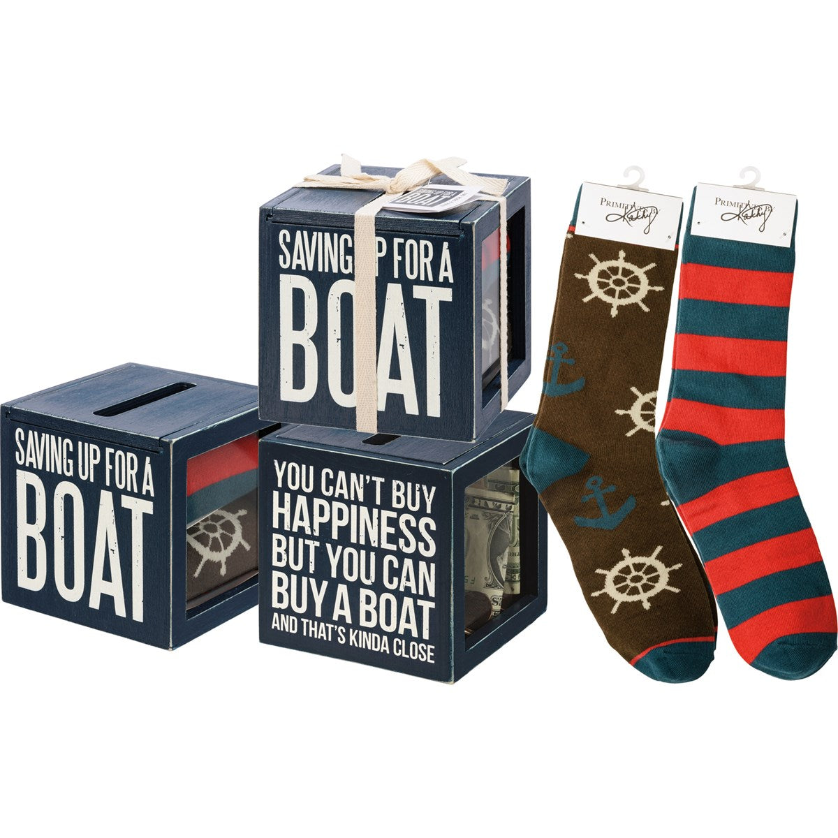 Socks | Gift Set - Saving Up For a Boat Bank and Sock Set