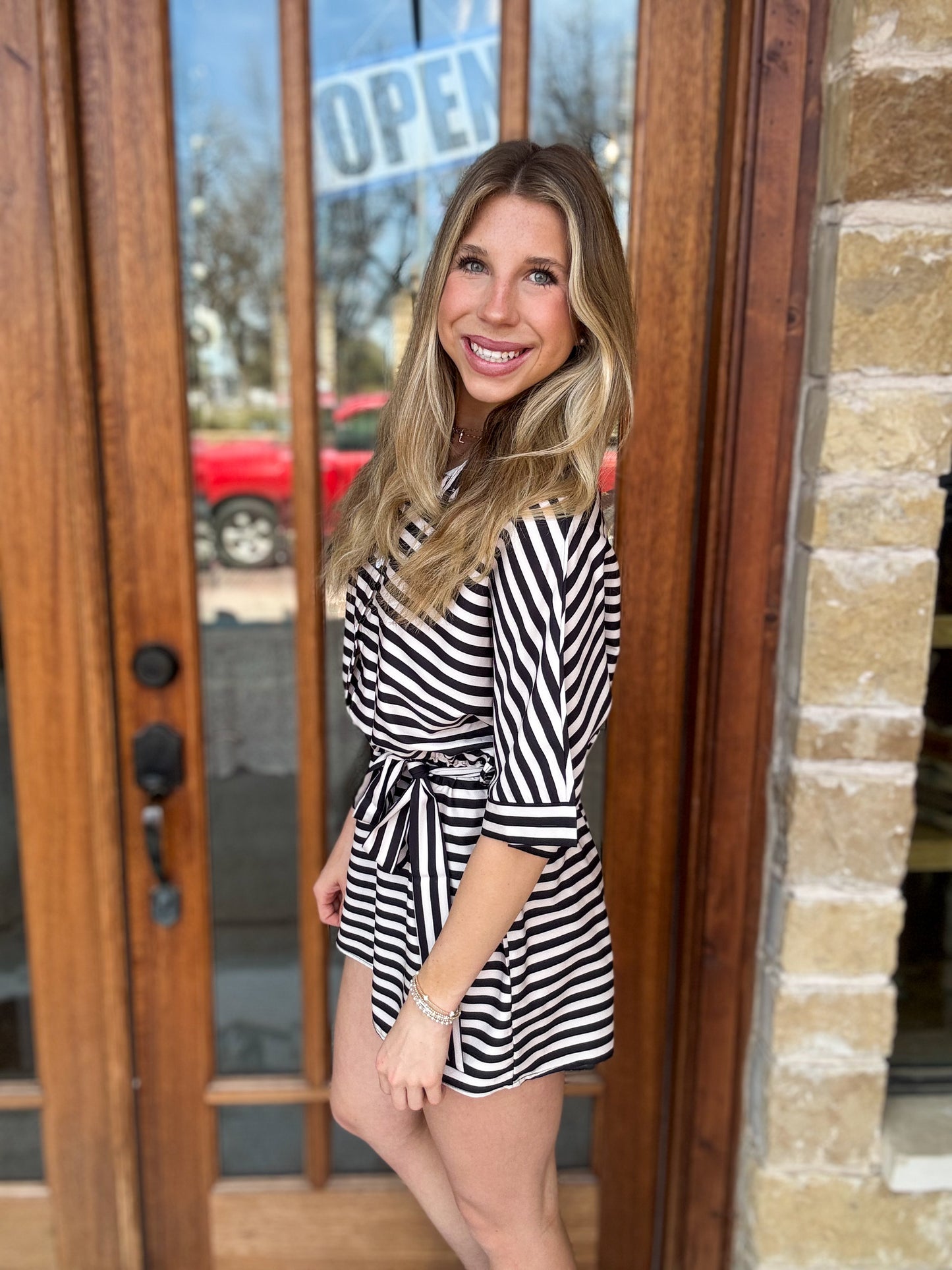 Striped Button Up Romper