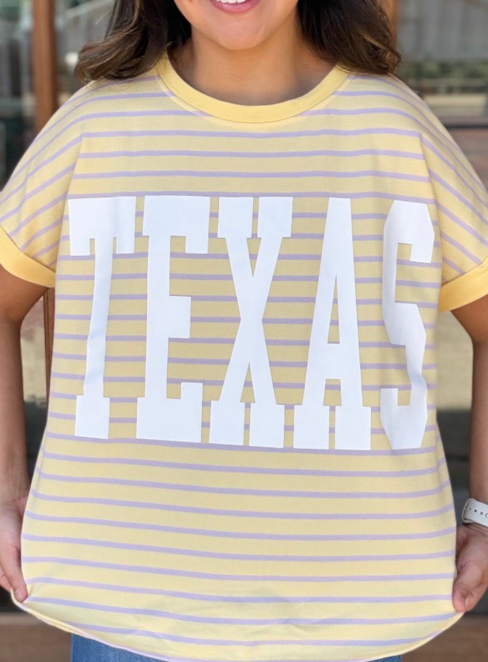 Top - Yellow Striped Texas Print