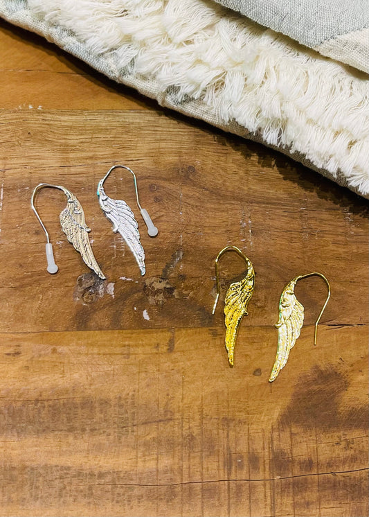Jewelry | Earrings Vintage Golden Silver Angle Wings Pendant