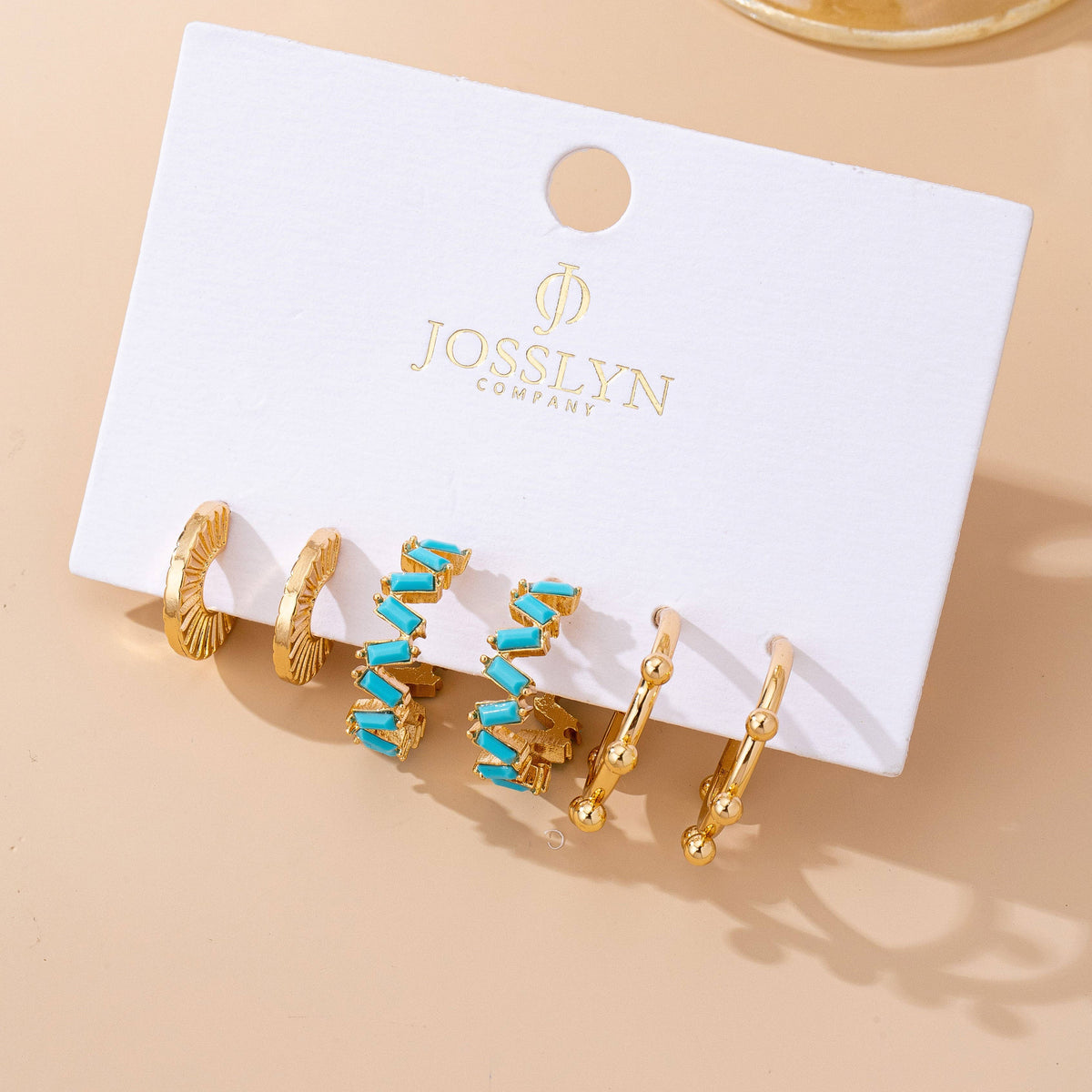 Earrings - Turquoise Enamel Hoop Trio
