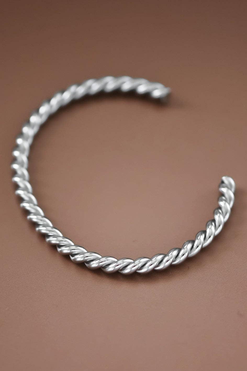 Cuff Bracelet - Twisted Silver Tone
