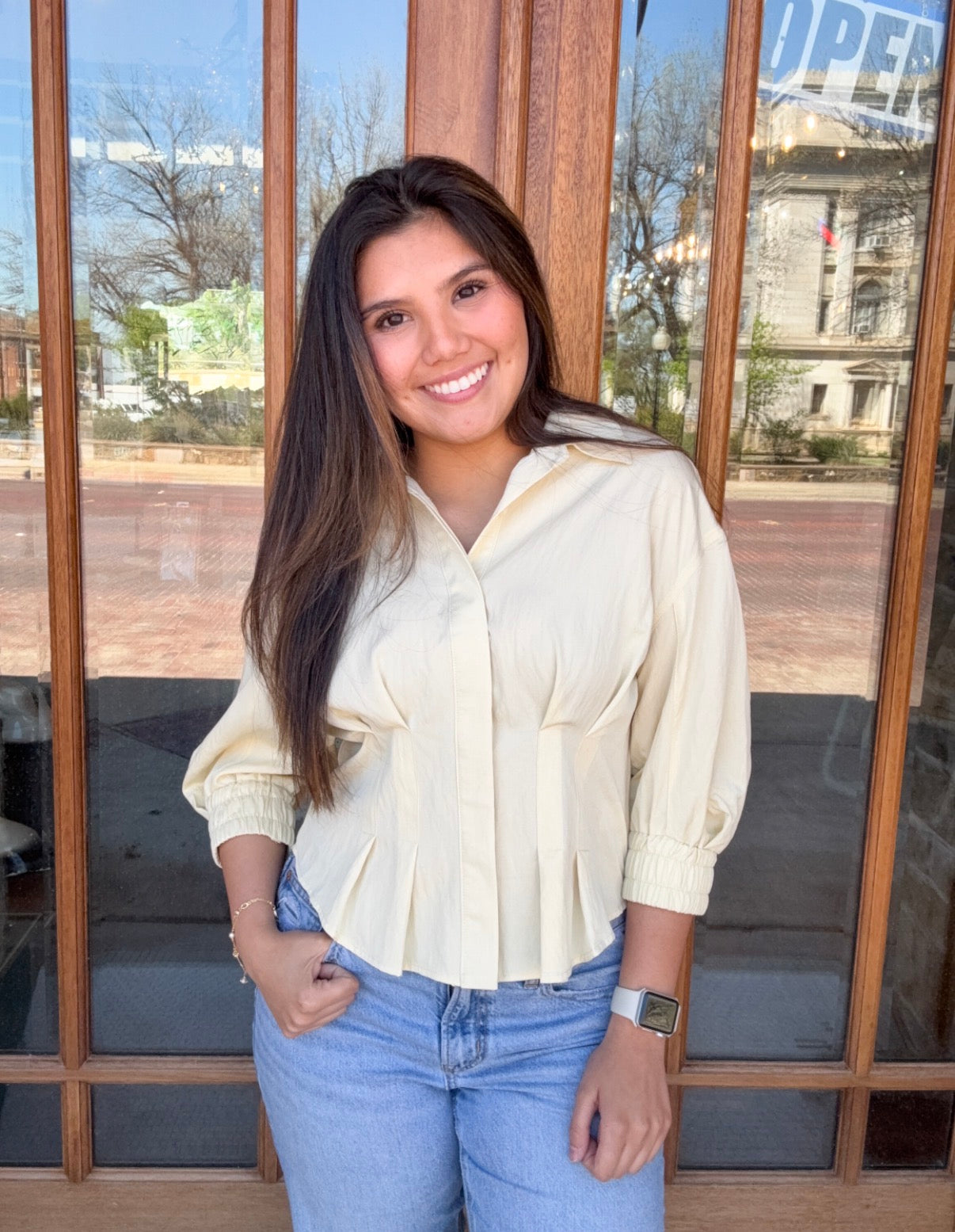 Blouse - Pale Banana Dart Button Down