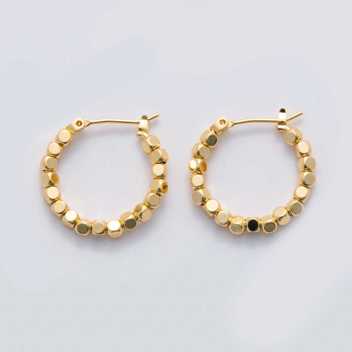 Jewelry | Earrings 24K Gold Filled 22.5mm Cube Bead Latch Hoop