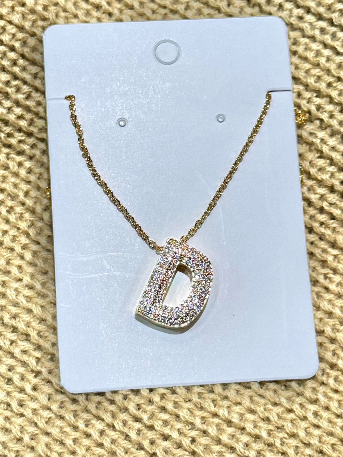 Necklaces | Gold Rhinestone Letter Pendant Necklace