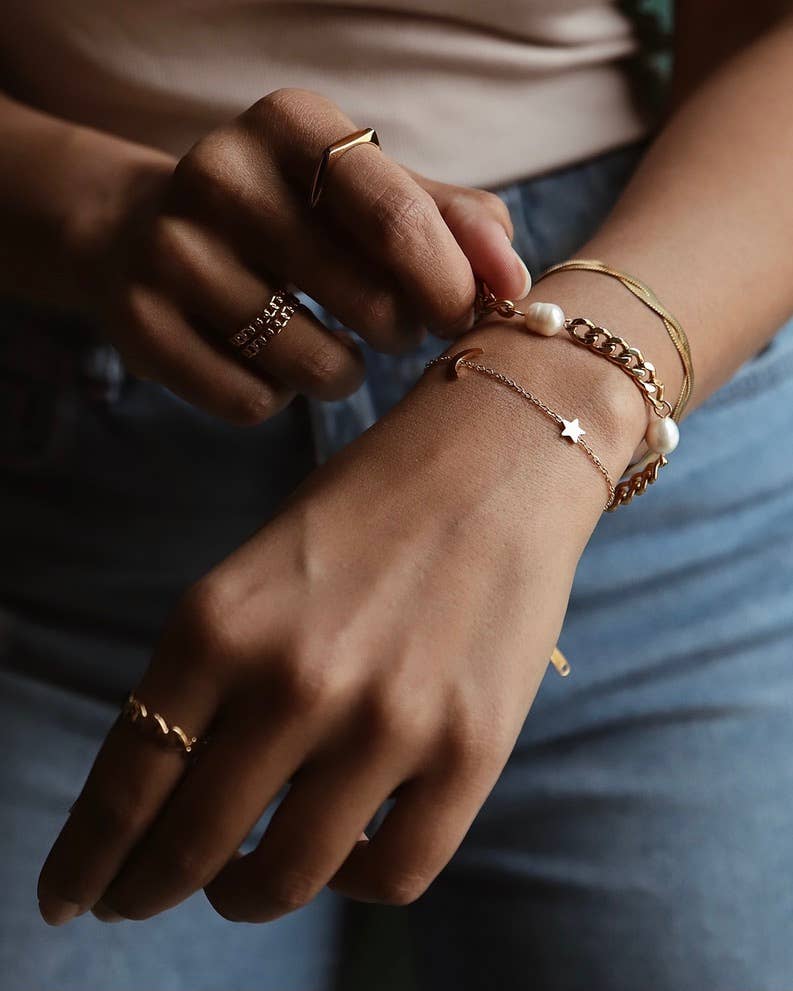 Jewelry | Bracelet Chunky Blinny Cuban Chain Pearl