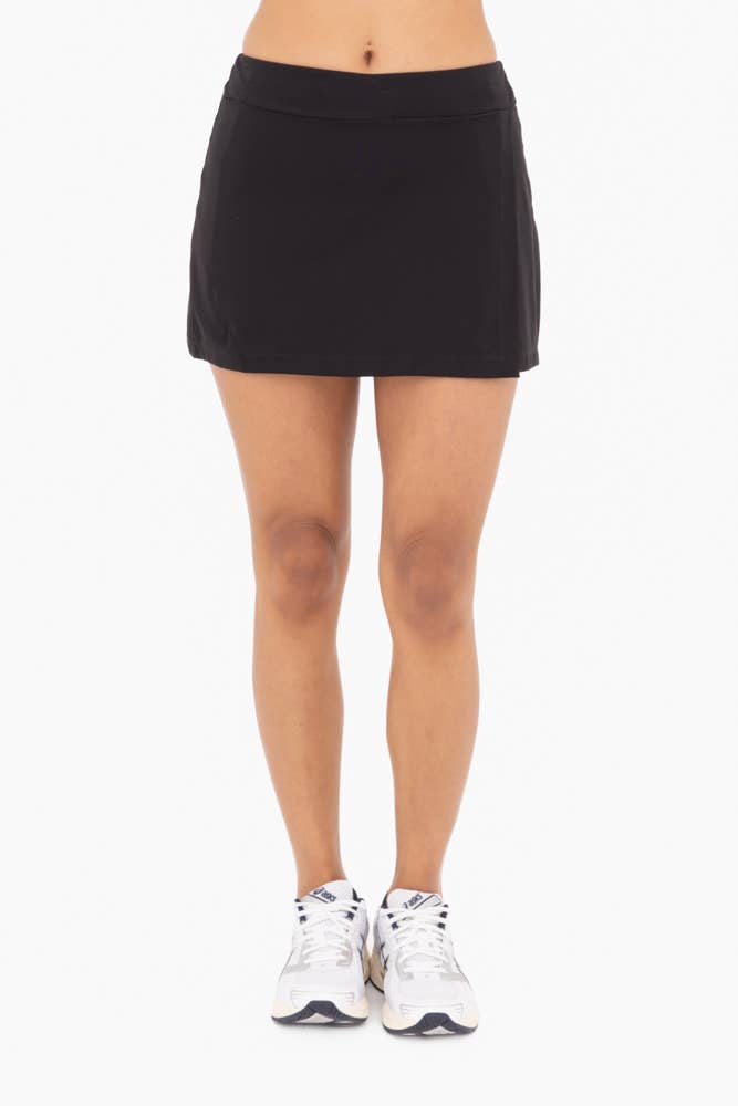 Athleisure | Mono B Black A-Line Side Slit Tennis Skort