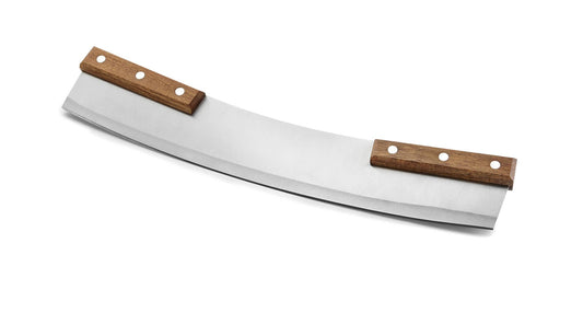 Housewares | Outset Pizza Cutter, Acacia Wood, Stainless Steel, 13" Blade