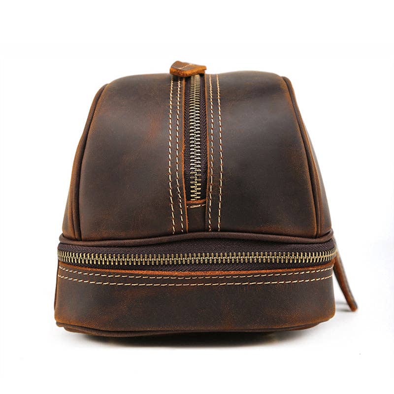 Full Grain Leather Wash Bag Handmade Toiletry Bag