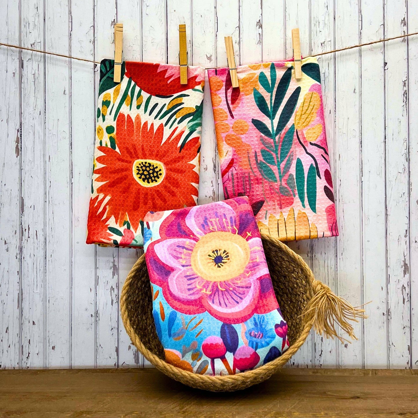 Tropical Flowers Kitchen Towel