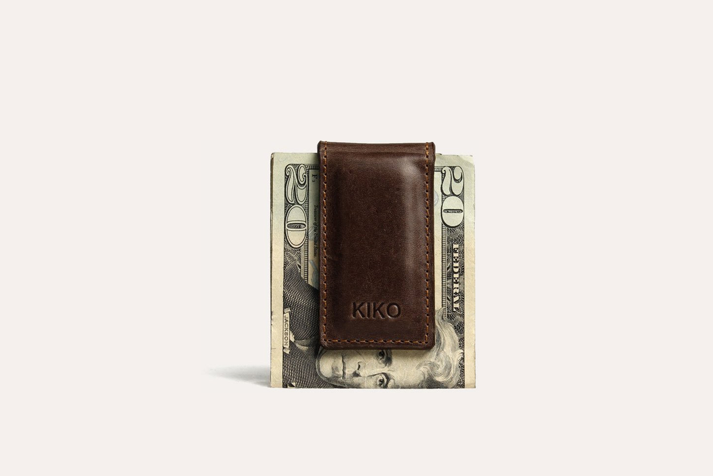 Mens Accessories | Kiko Money Clip Brown Leather Magnetic