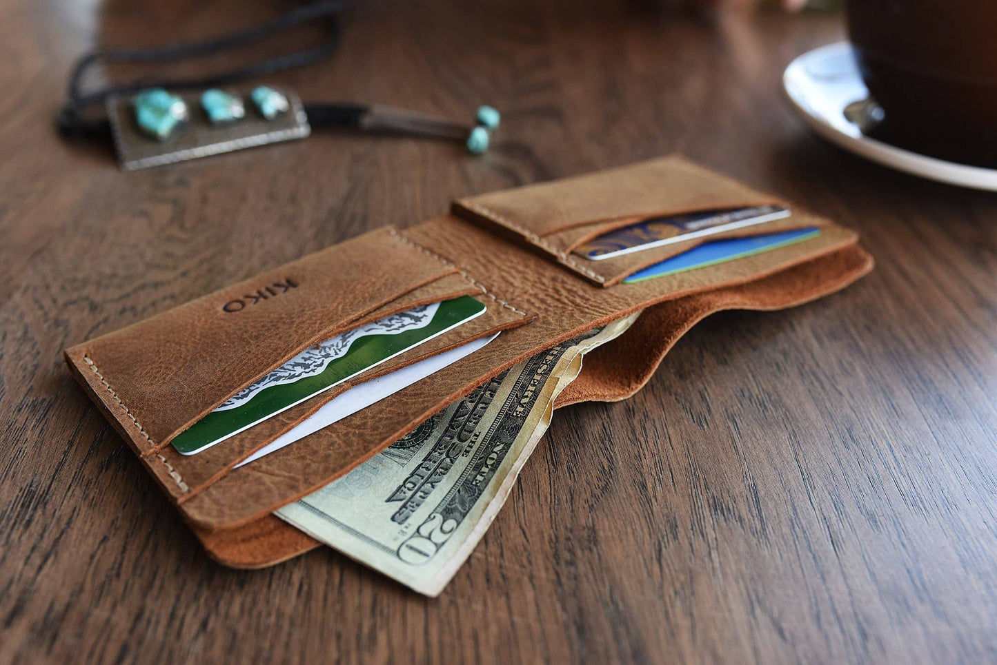 Mens Accessories | Kiko Wallet Bifold Tan Leather Buck