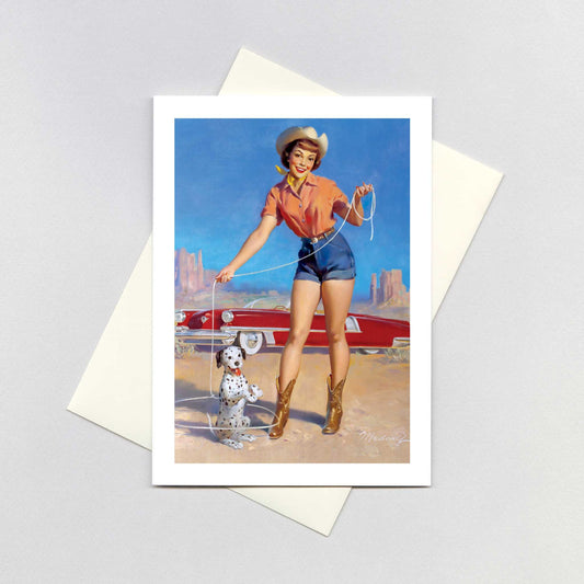 Stationery | Greeting Card Cowgirl with a Puppy Pin Up Girls