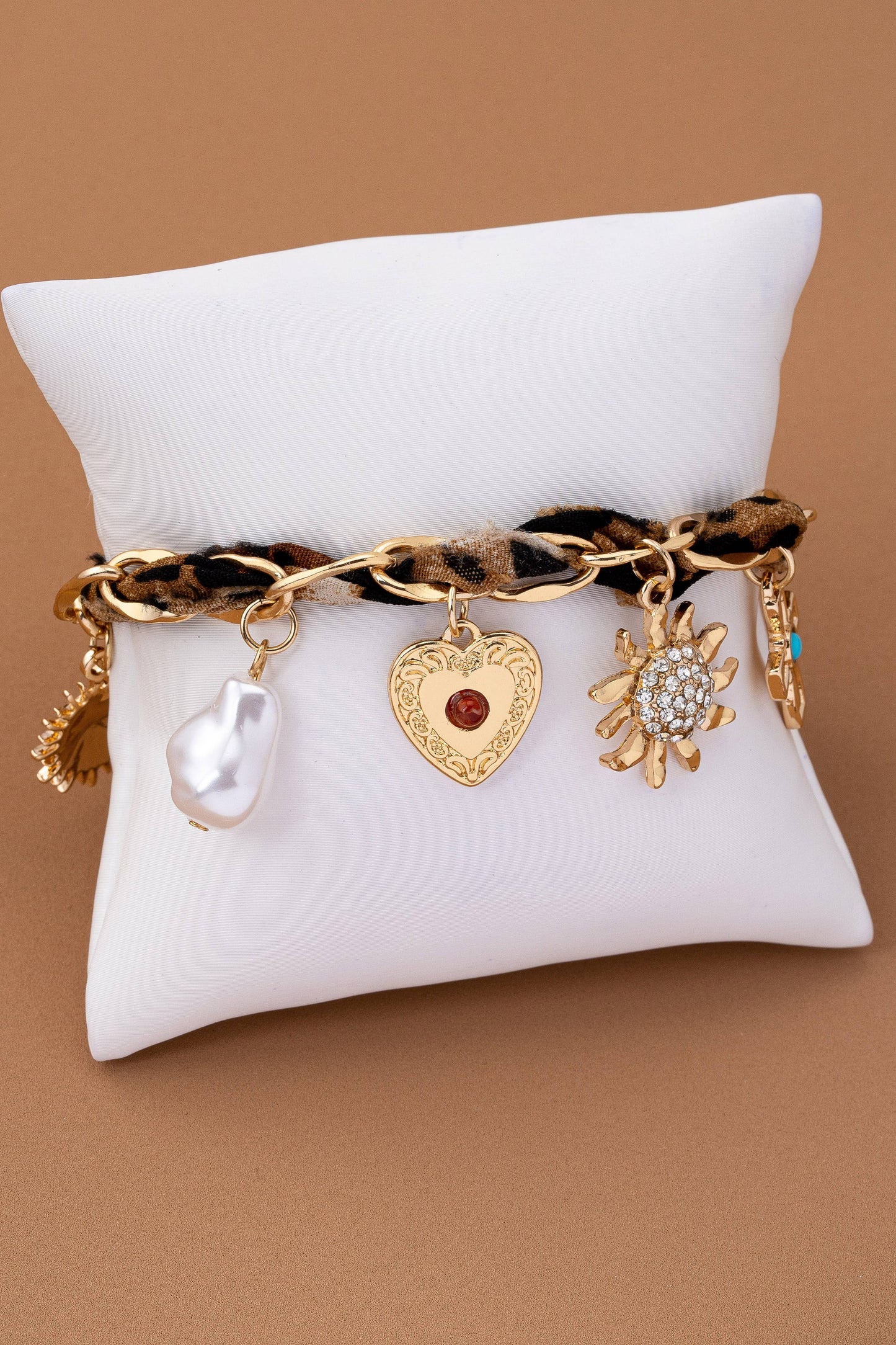 Cross Heart Scarf Charm Bracelet