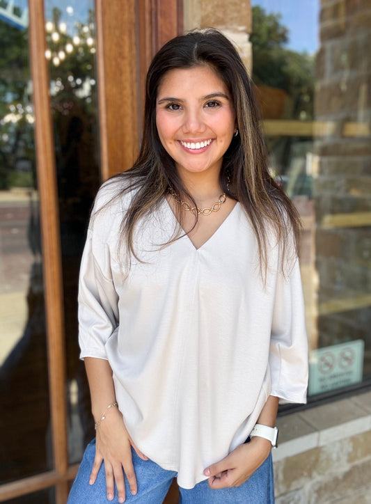 Blouse - Jodifl V-Neck Cream Knit