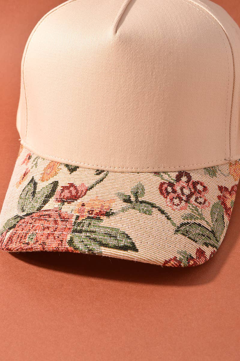 Hat - Floral Print Brim