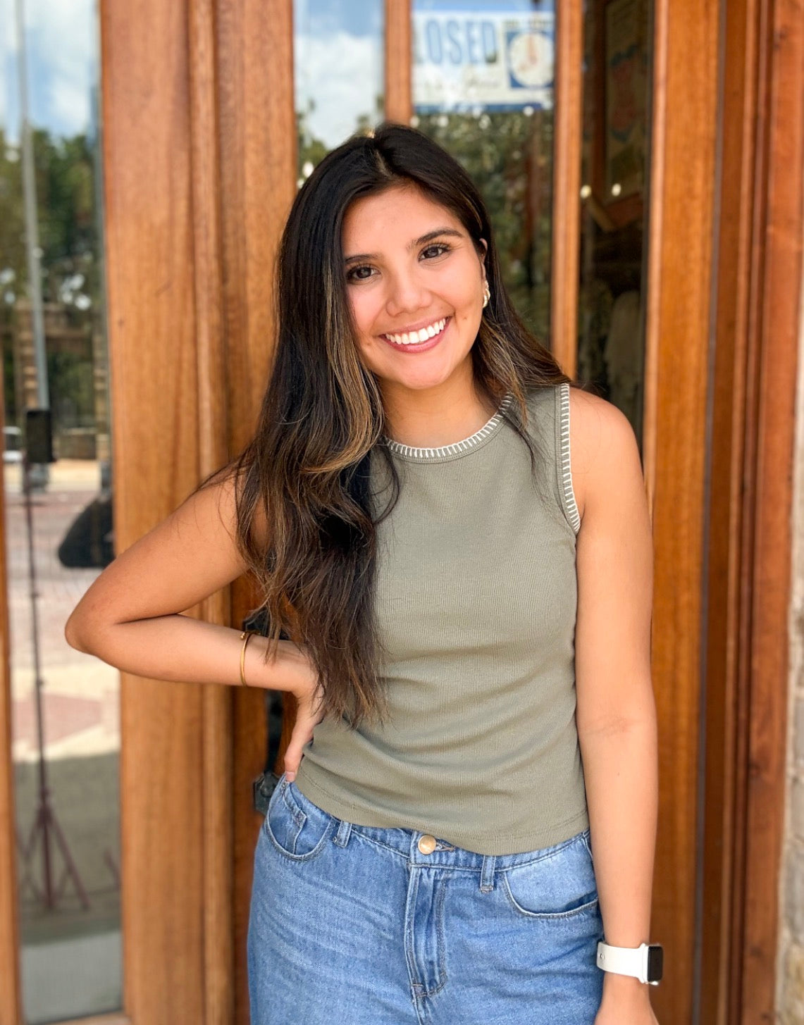 Tank Top - Mini Ribbed Knit Olive