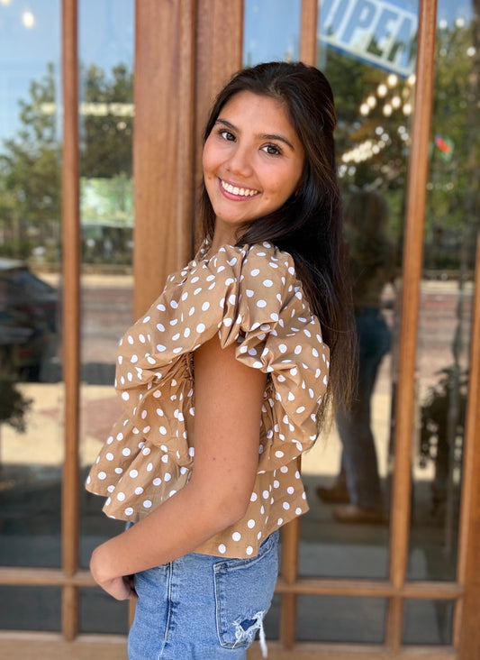 Blouse - Polka Dot Bubble Sleeve
